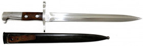 Blankwaffen
Schweiz
Bajonett K31 in Scheide. Hersteller Elsener, Schwyz Victoria. Gesamtlänge 45 cm