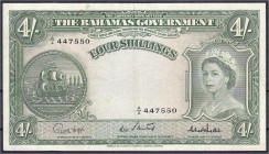 Ausland
Bahamas
4 Shillings o.D. (1953). II-III. Pick 13c.