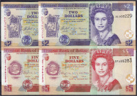Ausland
Belize
2 X 2 Dollar u. 2 X 5 Dollar 1.1.2005 u. 1.12.2015. Je 2 Paare fortlaufende KN.
I. Pick 66b, 67f.