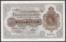 Ausland
Falklandinseln
50 Pence 20.2.1974 II+, unten rechts kl. Fleck. Pick 10b.