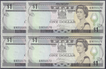 Ausland
Fidschi
4 X 1 Dollar o.D. (1987). Fortlaufende KN. D/8350169 - D/8350172.
I. Pick 86a.