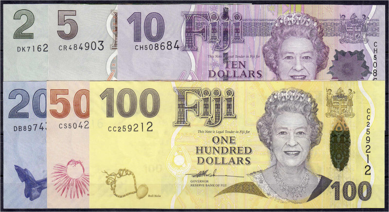Ausland
Fidschi
Kompletter Satz zu 2, 5, 10, 20, 50 u. 100 Dollars 2007. I. Pi...