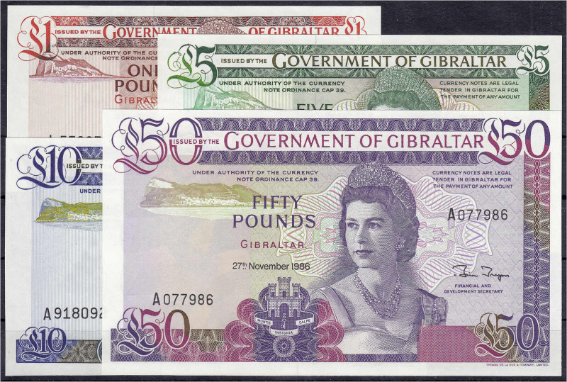 Ausland
Gibraltar
4 Scheine zu 1 u. 5 Pounds 4.8.1988, 10 Pounds 21.10.1986 un...