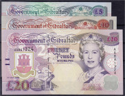 Ausland
Gibraltar
3 Scheine zu 5, 10 u. 20 Pounds 1.7.1995. I. Pick 25, 26, 27.