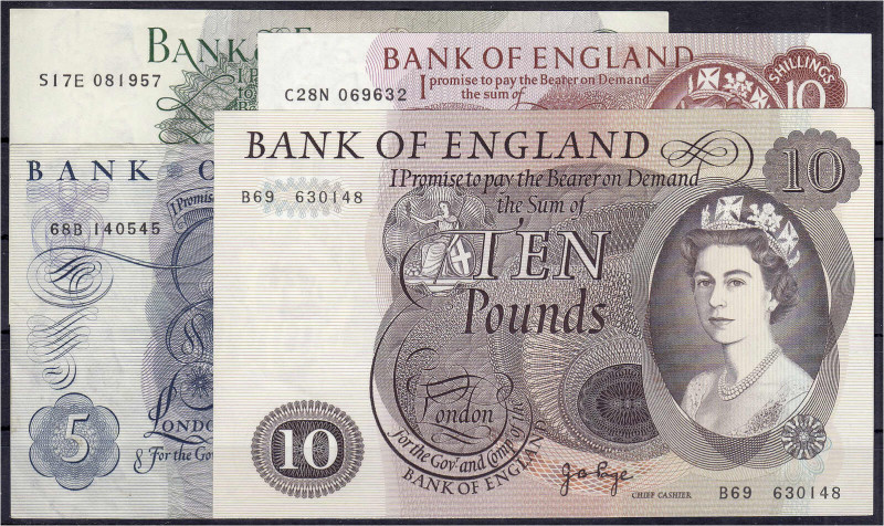 Ausland
Grossbritannien
4 Scheine zu 10 Shillings, 1, 5 u. 10 Pounds o.D. (196...