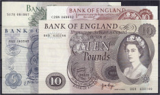 Ausland
Grossbritannien
4 Scheine zu 10 Shillings, 1, 5 u. 10 Pounds o.D. (1960-75). fünf Pounds (II), Rest I bis I- Pick 373, 374, 375, 376.