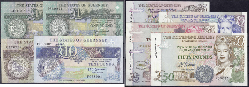 Ausland
Guernsey
9 Scheine zu 2 X 1, 3 X 5, 2 X 10, 20 u. 50 Pounds 1990-2012....