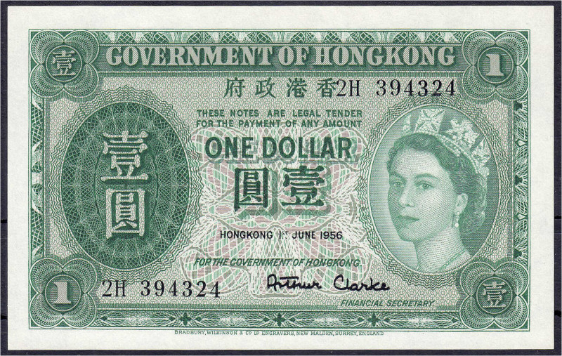 Ausland
Hong-Kong
Regierung, 1 Dollar 1.6.1956. I. Pick 324Ab.