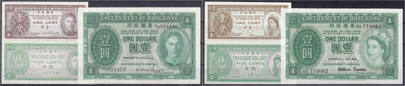 Ausland
Hong-Kong
Insgesamt 6 Scheine zu 1 Cents, 5 Cents und 1 Dollar King Ge...