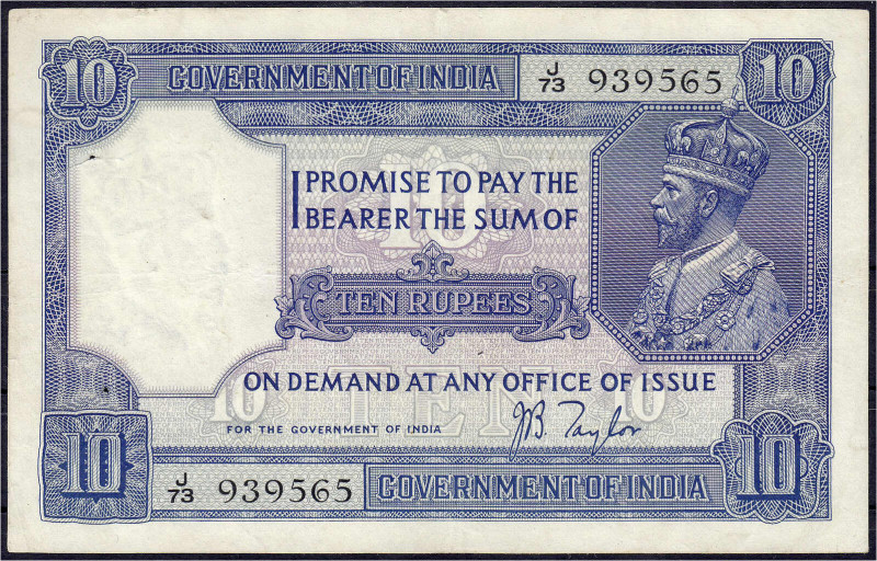Ausland
Indien
10 Rupien o.D. König George V.
III, Nadelstiche auf der linken...