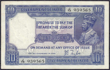 Ausland
Indien
10 Rupien o.D. König George V.
III, Nadelstiche auf der linken Seite. Pick 7b.