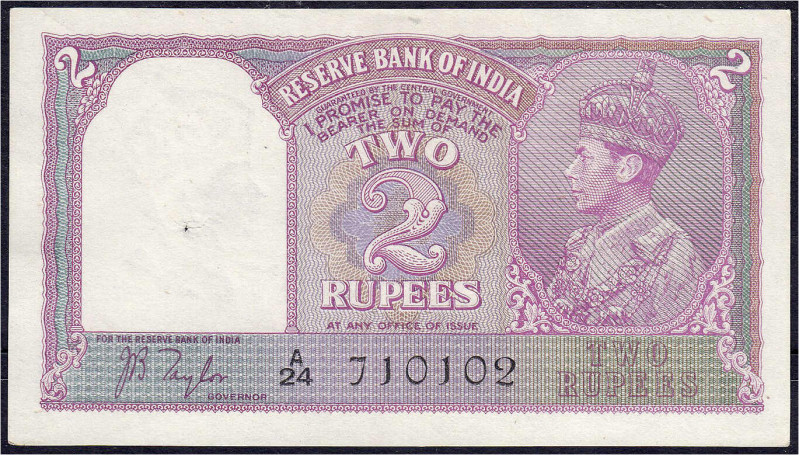 Ausland
Indien
2 Rupien o.D. Schwarze Seriennummer, Unterschrift J.B. Taylor....