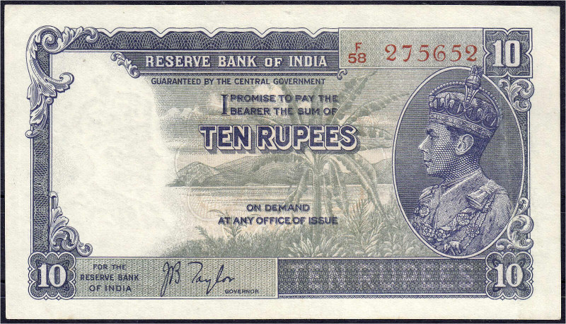 Ausland
Indien
10 Rupien 1937. George IV.
II-, Nadelstich. Pick 19a.