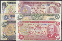 Ausland
Kanada
6 Scheine zu 1, 2, 5, 2 X 20 u. 50 Dollars 1969-79. meist II. Pick 85, 86, 87, 89, 90, 92.