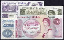 Ausland
St. Helena
4 Scheine zu 50 Pence, 1, 5 u. 10 Dollar o.D. (1979-1998). I- Pick 5, 8b, 9, 11a.