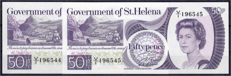 Ausland
St. Helena
2 X 50 Pence o.D. (1979). Fortlaufende KN. 196544 - 196545....