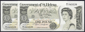 Ausland
St. Helena
2 X 1 Pound o.D. (1981). Fortlaufende KN. 343219 - 343220.
I. Pick 9a.
