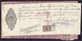 Ausland
Tschechoslovakei
Wechsel der russischen Staatsbank über 8000 Rubel, ausgestellt 1909 für Jan Kubelik aus Prag. Angeheftet 3 Belege der Credi...