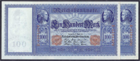 Die deutschen Banknoten ab 1871 nach Rosenberg
Deutsches Reich, 1871-1945
2 X 100 Mark (Flottenschein) 21.4.1910. KN. 7-stellig und fortlaufend, Ser...