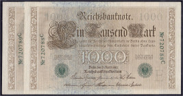 Die deutschen Banknoten ab 1871 nach Rosenberg
Deutsches Reich, 1871-1945
2 X 1 Tsd. Mark (brauner Tausender) 21.4.1910. KN. 6-stellig und fortlaufe...