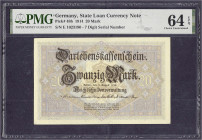 Die deutschen Banknoten ab 1871 nach Rosenberg
Deutsches Reich, 1871-1945
20 Mark 5.8.1914. KN 7-stellig, Serie E. PMG-Grading 64 Choice Uncirculate...