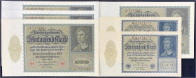 Die deutschen Banknoten ab 1871 nach Rosenberg
Deutsches Reich, 1871-1945
6 X 10 Tsd. Mark 19.1.1922. Jeweils 3 Paare mit fortlaufende KN. Serien B,...