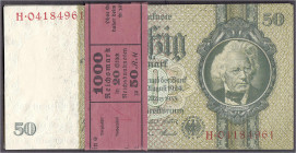 Die deutschen Banknoten ab 1871 nach Rosenberg
Deutsches Reich, 1871-1945
20 X 50 Reichsmark 30.3.1933. Unzirkulierte Scheine in original Banderole....