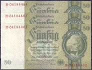 Die deutschen Banknoten ab 1871 nach Rosenberg
Deutsches Reich, 1871-1945
3 X 50 Reichsmark 30.3.1933. Wz. Eichenlaub. KN 8-stellig und fortlaufend ...