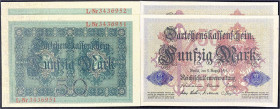 Die deutschen Banknoten ab 1871 nach Rosenberg
Deutsches Reich, 1871-1945
Reichsschuldenverwaltung
4 X 50 Mark 5.8.1914. 2 Paare mit fortlaufender ...