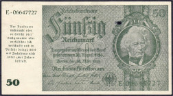 Die deutschen Banknoten ab 1871 nach Rosenberg
Deutsches Reich, 1871-1945
Notausgaben im Frühjahr 1945
50 Reichsmark 30.3.1933. III-, fehlstelle. R...