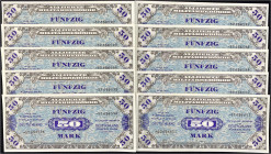 Die deutschen Banknoten ab 1871 nach Rosenberg
Deutschland unter alliierter Besatzung, 1945-1948
10 X 50 Mark Serie 1944. - vor KN. 8-stellig und fo...