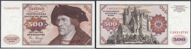 Die deutschen Banknoten ab 1871 nach Rosenberg
Westliche Besatzungszonen und BRD, ab 1948
500 Deutsche Mark 2.1.1980. Serie V/U.
I, selten. Rosenbe...
