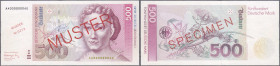 Die deutschen Banknoten ab 1871 nach Rosenberg
Westliche Besatzungszonen und BRD, ab 1948
Musterschein 500 Deutsche Mark 1.8.1991. KN 0000000, Serie...