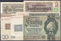 Die deutschen Banknoten ab 1871 nach Rosenberg
Sowjetische Besatzungszone und DDR, 1948-1989
6 Kuponausgaben zu 1 u. 2 Rentenmark, 5, 10, 20 u. 50 R...