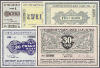 Deutsches Notgeld und KGL
Clausthal (Hannover)
Offiziersgefangenenlager, 5 Scheine: 1, 2, 5, 20 und 30 Mark 1.8.1916. I- Tieste 122.10,11,13,15,16.