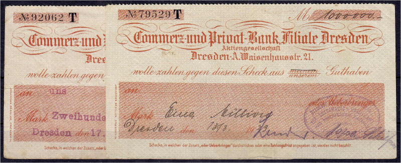 Deutsches Notgeld und KGL
Dresden (Sachsen)
Commerz- und Privat-Bank, 2 Kunden...