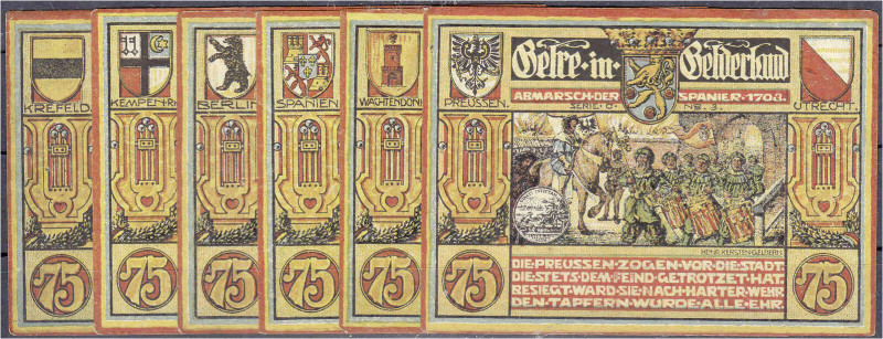 Deutsches Notgeld und KGL
Geldern (Westfalen)
Männergesangverein: 6 X 75 Pf. 1...