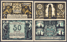 Deutsches Notgeld und KGL
Göttingen (Hannover)
Handelskammer, 4 einseitige Probedrucke zu 25 u. 50 Pfg. 19.11.1920. Jeweils Vs. u. Rs., leichte Farb...