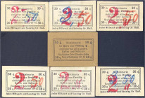 Deutsches Notgeld und KGL
Hamburg (Hamburg)
Neustädter Gesellschafts-Säle, 7 versch. Scheine o.D. auf Karton. 50 Pfg. auf dickem braunen Karton, 30 ...