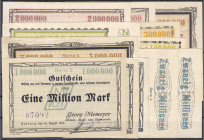 Deutsches Notgeld und KGL
Harburg (Hannover)
Harburg, Georg Niemeyer Metall-, Stahl- und Eisenwerke. 12 versch. Scheine 10. u. 22.8 u. 8.9.1923. 100...