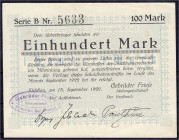 Deutsches Notgeld und KGL
Kirschau (Sachsen)
Gebrüder Friese A.-G., 100 Mark 13.9.1922. II-III. Müller E. -.