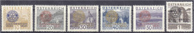 Ausland
Österreich
Kongress von Rotary International 1931, kompletter Satz in postfrischer Erhaltung. Mi. 700,-€.
** Michel 518-523.