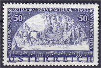 Ausland
Österreich
Internationale Postwertzeichen-Ausstellung WIPA 1933, postfrische Luxuserhaltung, gew. Papier. Mi. 320,-€.
** Michel 555 A.