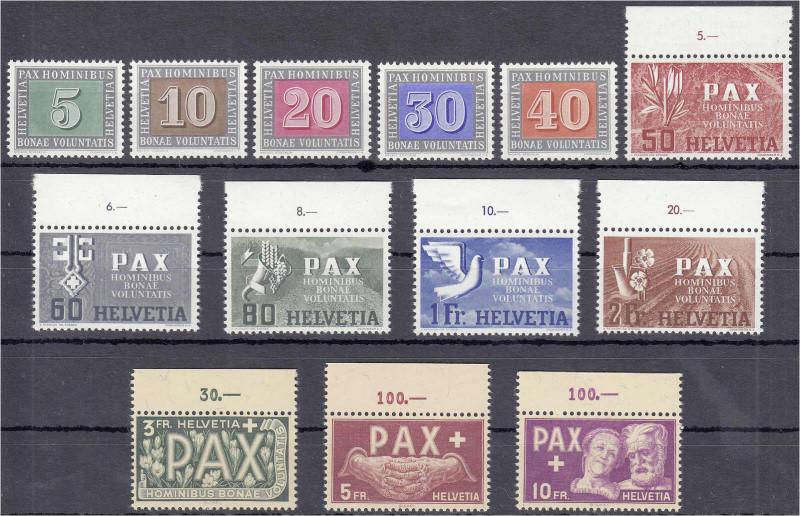 Ausland
Schweiz
Pax-Satz 1945, kompletter Satz in postfrischer Luxuserhaltung,...