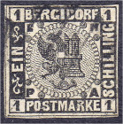 Deutschland
Altdeutschland
Bergedorf
1 S Freimarke 1861, gestempelt, geprüft Georg Bühler. Mi. 500,-€.
gestempelt. Michel 2.