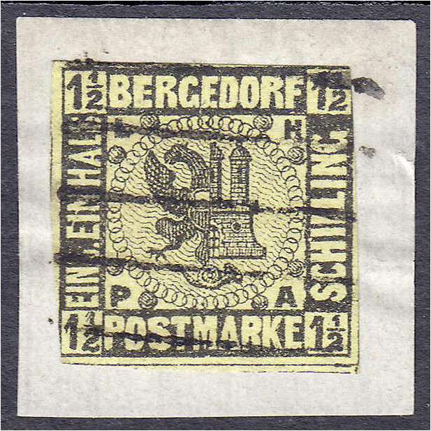 Deutschland
Altdeutschland
Bergedorf
1 1/2 S Freimarke 1861, gestempelt auf B...