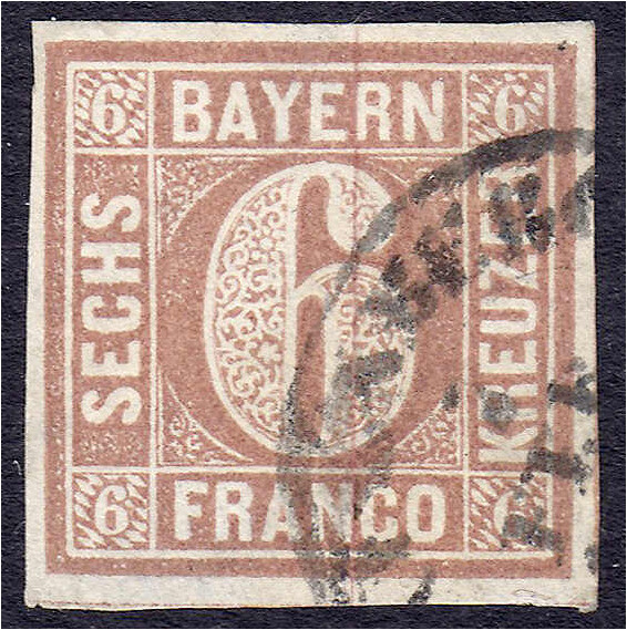 Deutschland
Altdeutschland
Bayern
6 Kr. Freimarke 1849, gestempelt in Luxuser...