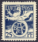 Deutschland
Altdeutschland
Bayern
25 Pf. Flugpostmarke 1912, ungebraucht mit Falz. Mi. 200,-€.
* Michel F I.