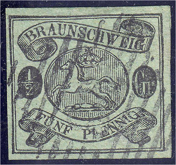 Deutschland
Altdeutschland
Braunschweig
1/2 / 5 Pf. Freimarke 1861/63, sauber...