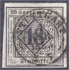 Deutschland
Altdeutschland
Württemberg
18 Kreuzer Ziffern 1851, sauber gestempelt, vollrandig. Mi. 900,-€.
gestempelt. Michel 5.